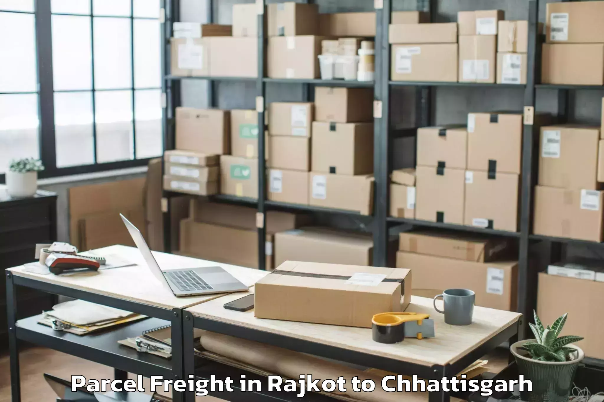 Easy Rajkot to Bishrampur Parcel Freight Booking